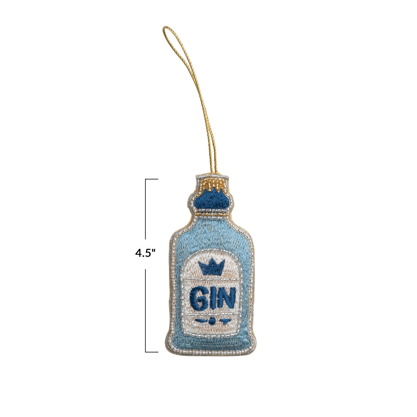 Embroidered "Gin" Bottle Ornament