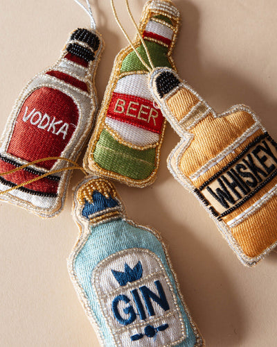 Embroidered "Gin" Bottle Ornament