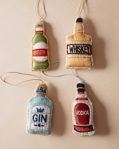 Embroidered "Gin" Bottle Ornament