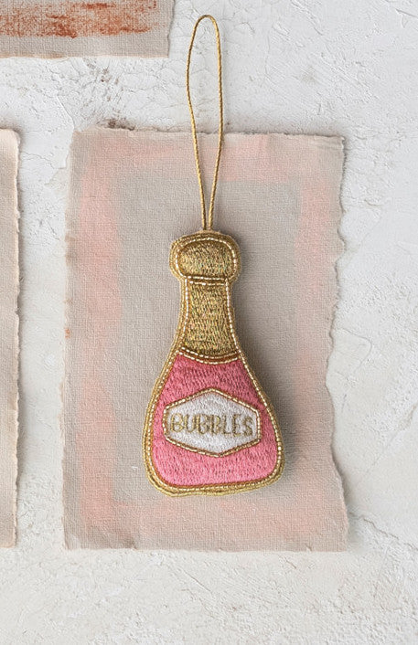 Embroidered "Bubbles" Bottle Ornament