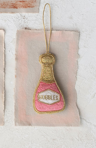 Embroidered "Bubbles" Bottle Ornament