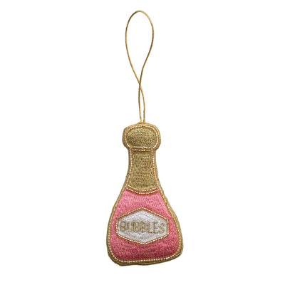 Embroidered "Bubbles" Bottle Ornament