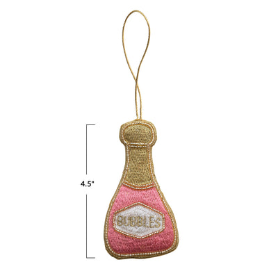 Embroidered "Bubbles" Bottle Ornament