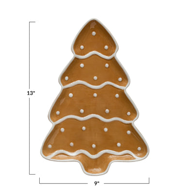 Ceramic Gingerbread Tree Shaped Platter