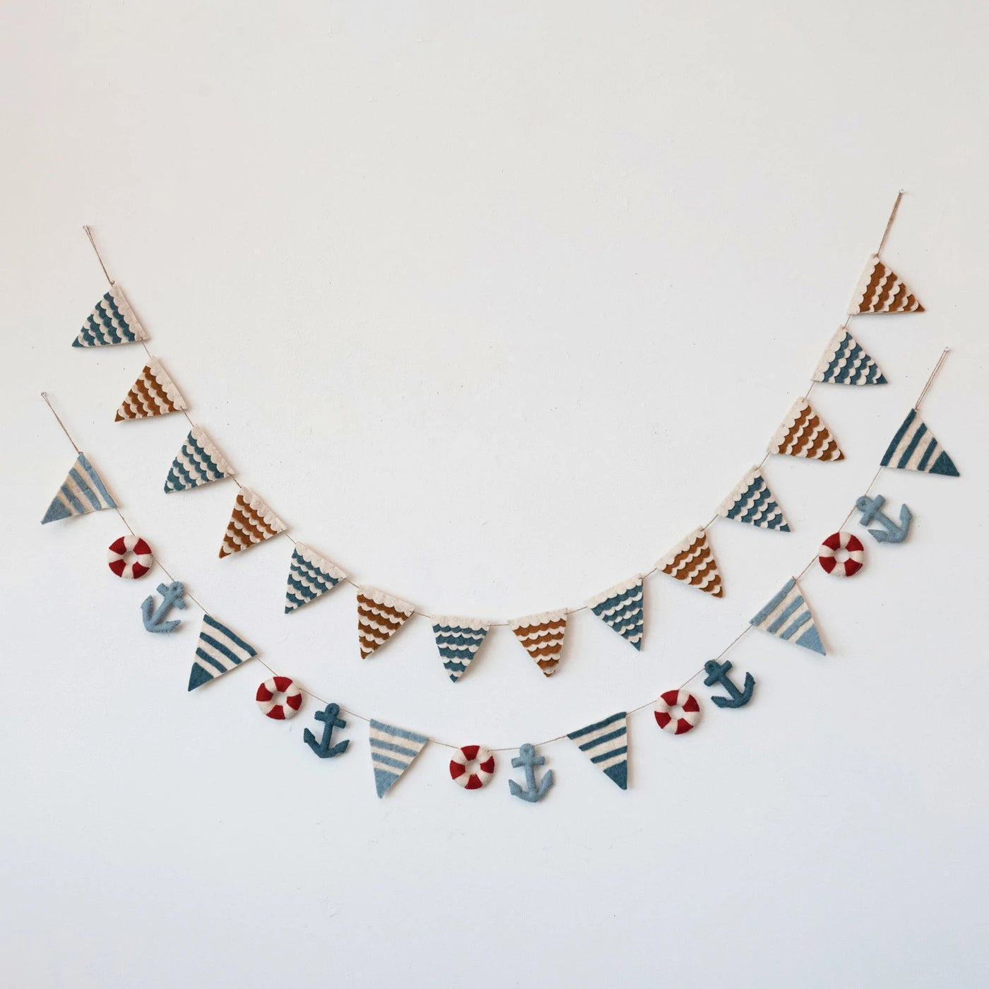 Wool Felt Pennant Garland w/ Anchors & Life Preservers