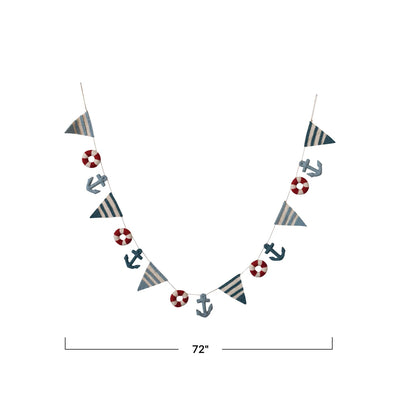 Wool Felt Pennant Garland w/ Anchors & Life Preservers