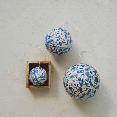 4"R Printed Paper Mache Ball Ornament