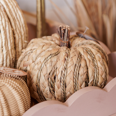 6" Dia. Woven Wicker Pumpkin
