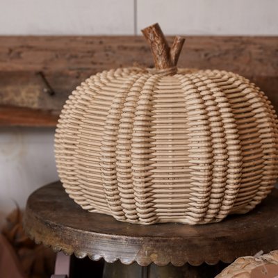 8" Dia Large Wicker Textured Pumpkin