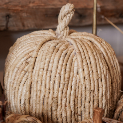 8.75" Round Natural Woven Pumpkin
