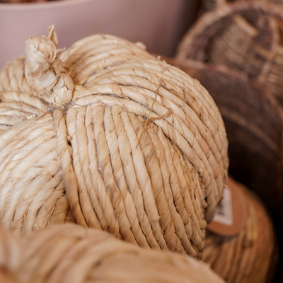 7.25" Round Natural Woven Pumpkin