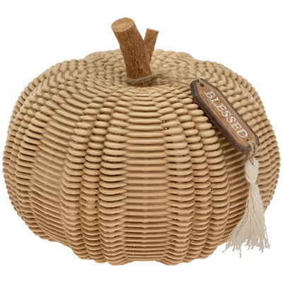 8" Dia Large Wicker Textured Pumpkin