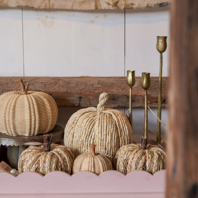 6" Dia. Woven Wicker Pumpkin