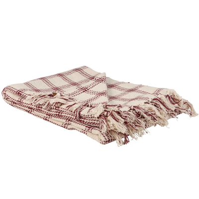 Burgundy Plaid Throw Blanket