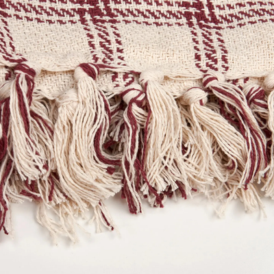 Burgundy Plaid Throw Blanket