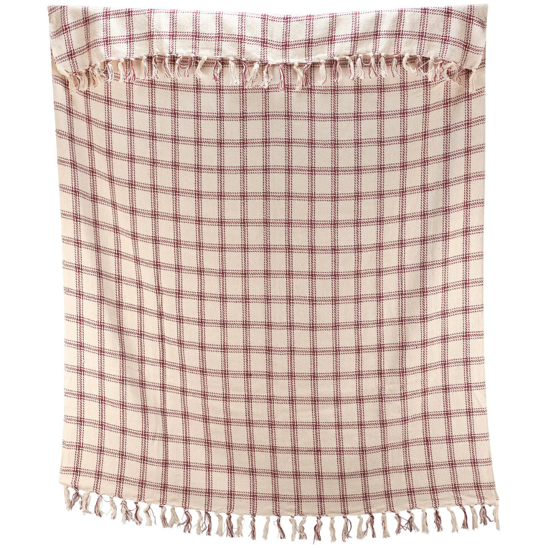 Burgundy Plaid Throw Blanket