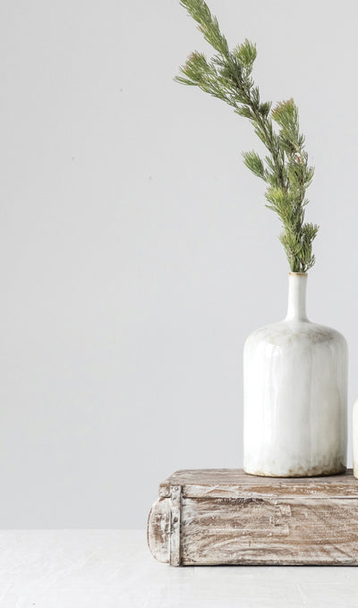Stoneware Vase with Glaze, Medium