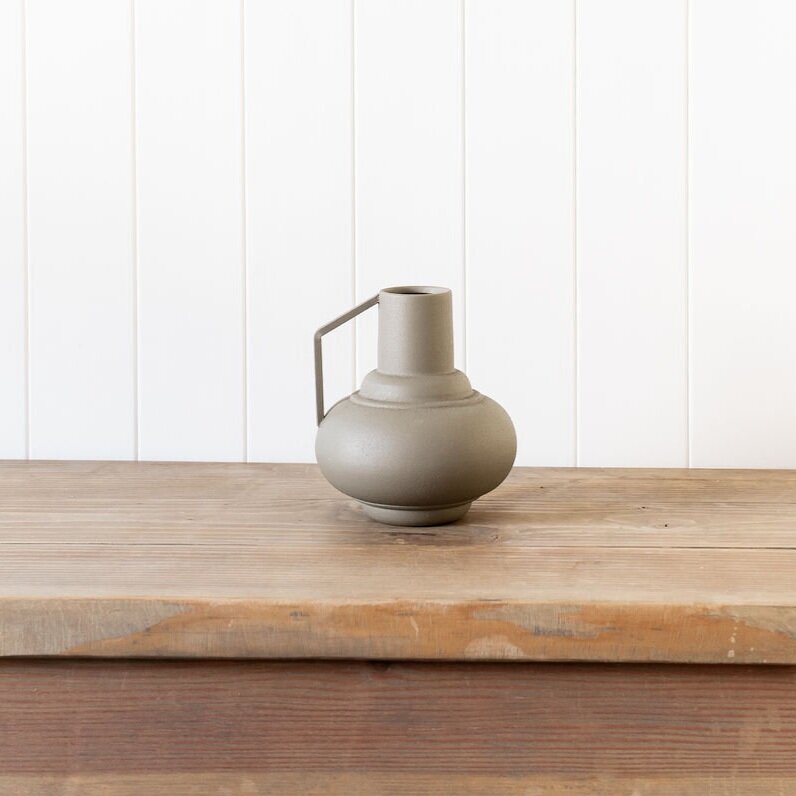 5-1/2"Rnd x 6"H Metal Vase, Sage