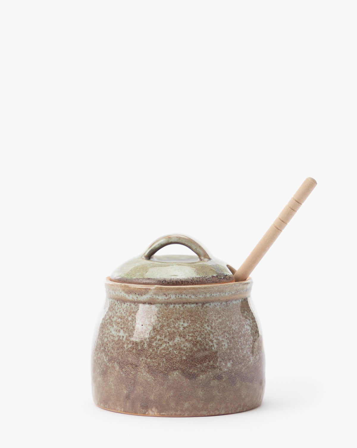 Stoneware Honey Jar with Wood Honey Dipper