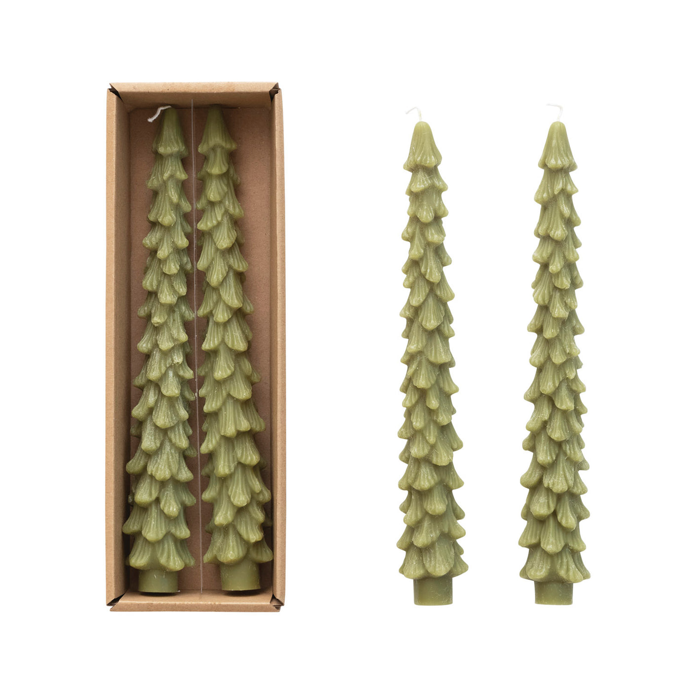 10"H Unscented Tree Taper Candles, Sage Green
