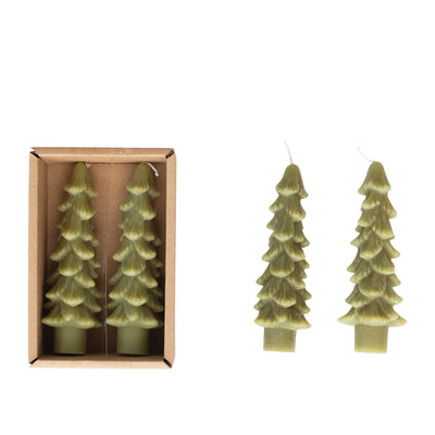5"H Unscented Tree Taper Candles, Sage Green