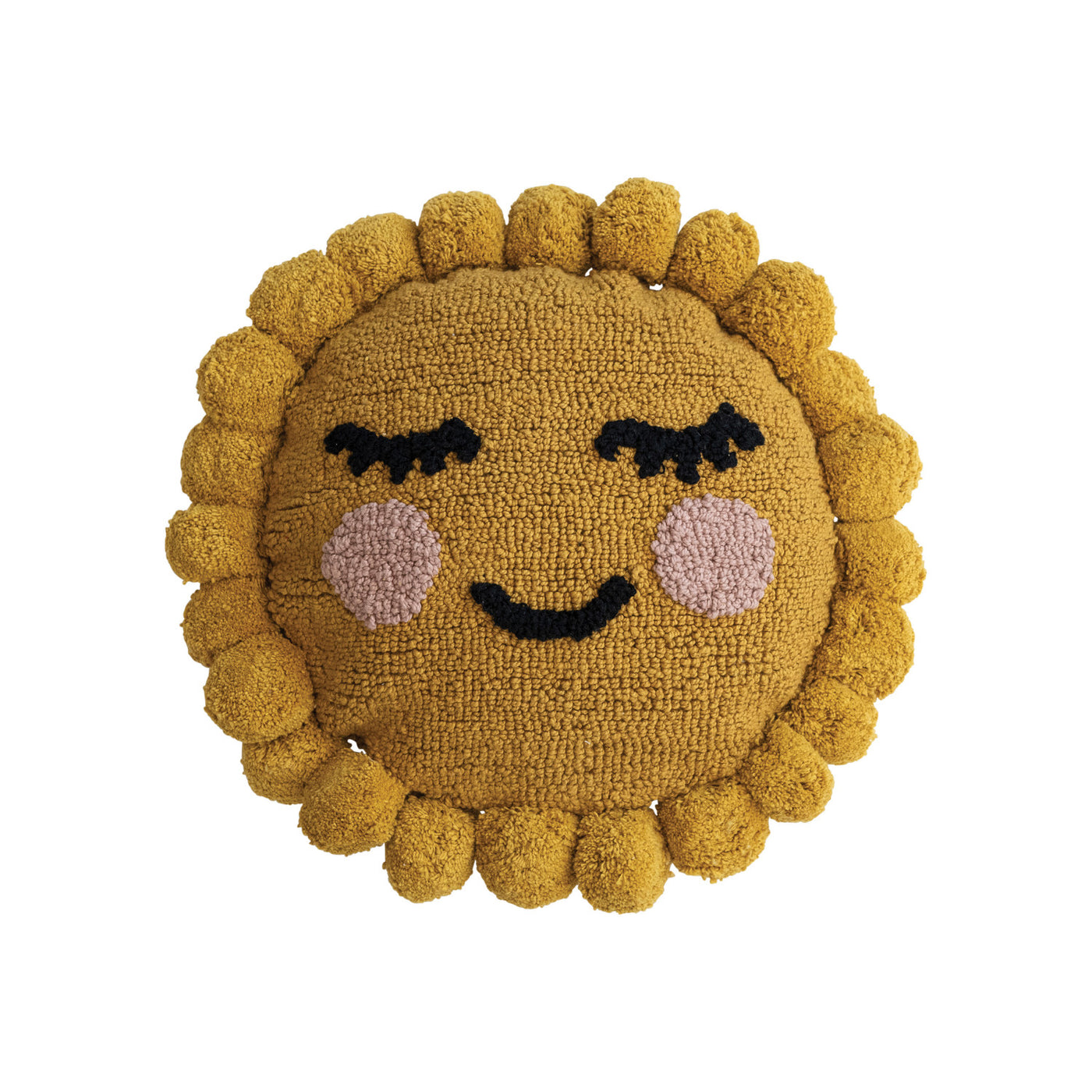 12" Round Cotton Tufted Sun Pillow