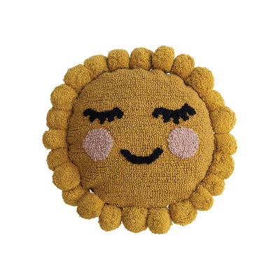 12" Round Cotton Tufted Sun Pillow