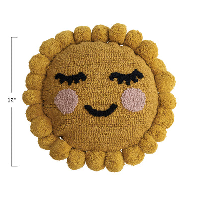 12" Round Cotton Tufted Sun Pillow