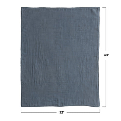 Blue Cotton Double Cloth Baby Blanket