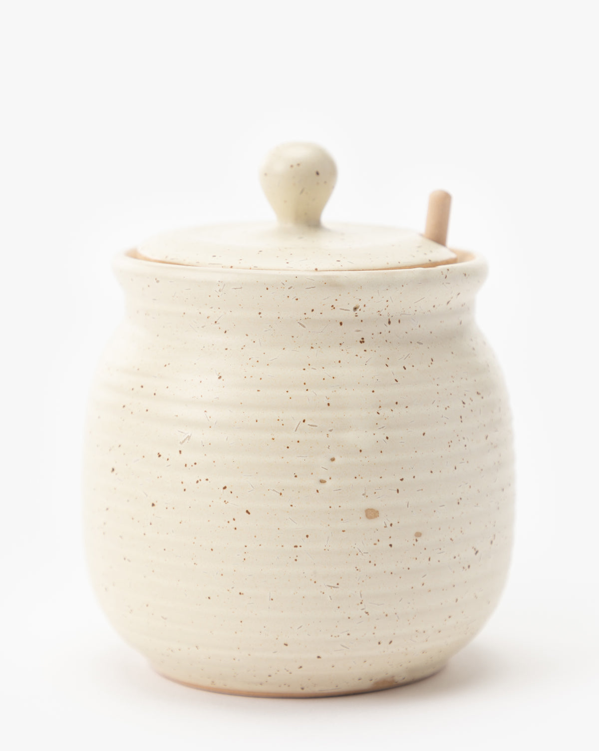 Stoneware Honey Jar w/ Wood Honey Dipper