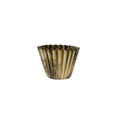Fluted Metal Planter, Brass Finish, 4"