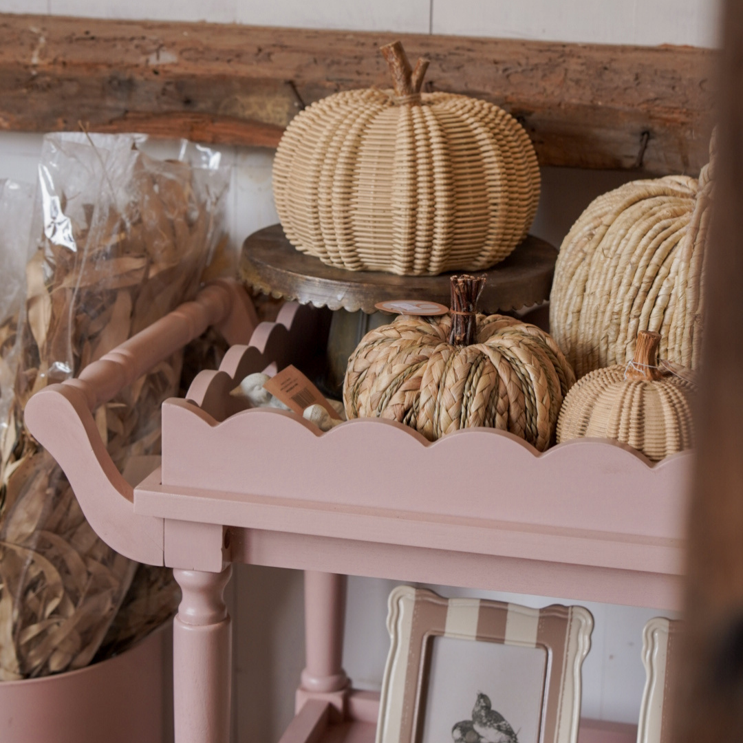 8" Dia Large Wicker Textured Pumpkin