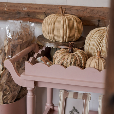 8" Dia Large Wicker Textured Pumpkin