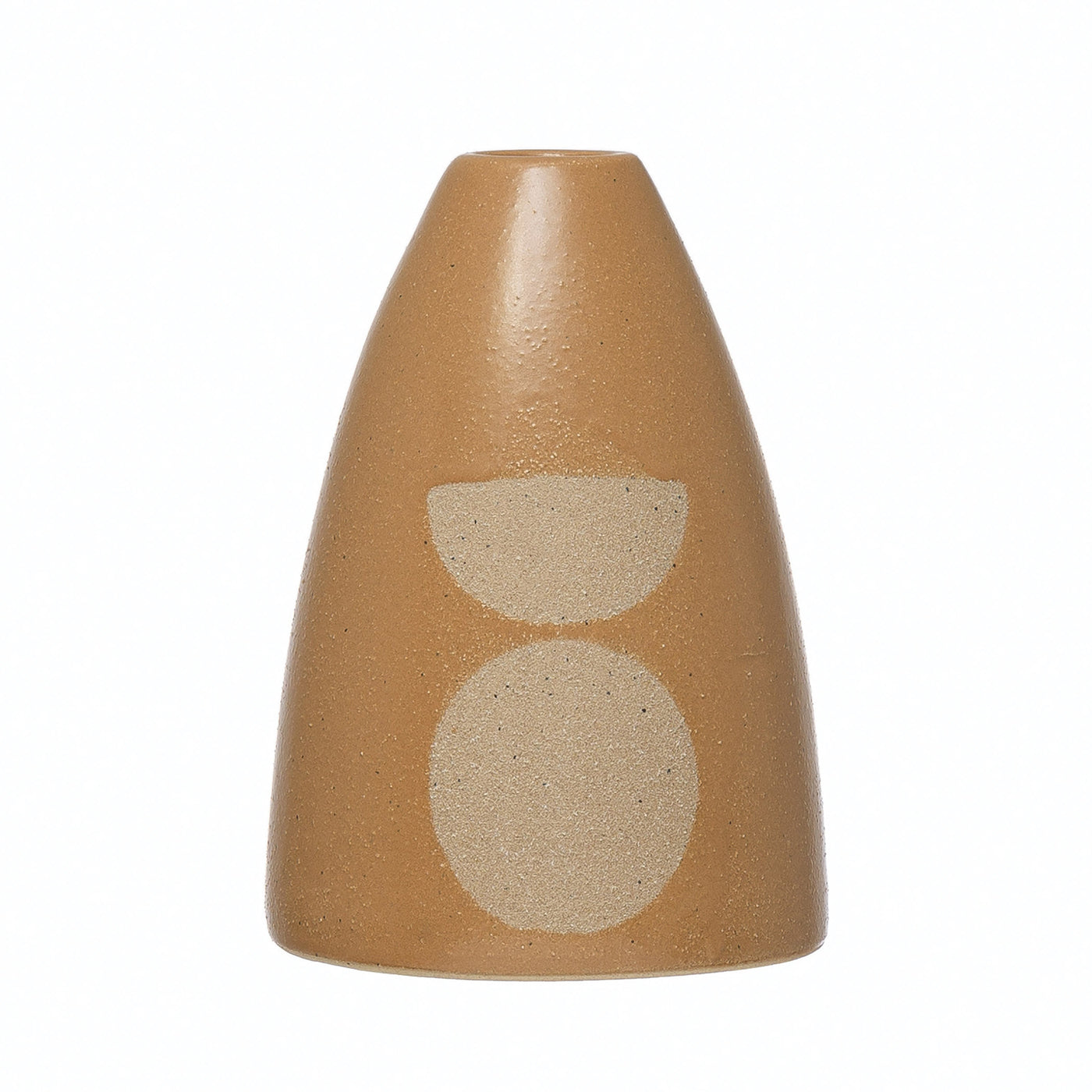 Caramel Stoneware Taper Holder with Circle Design
