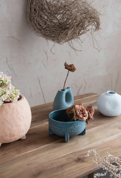 Decorative Stoneware Planter/Bowl, Matte Teal