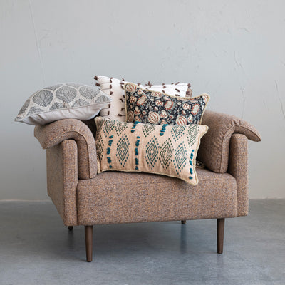 20" Linen & Cotton Pillow w/ Kantha Stitch