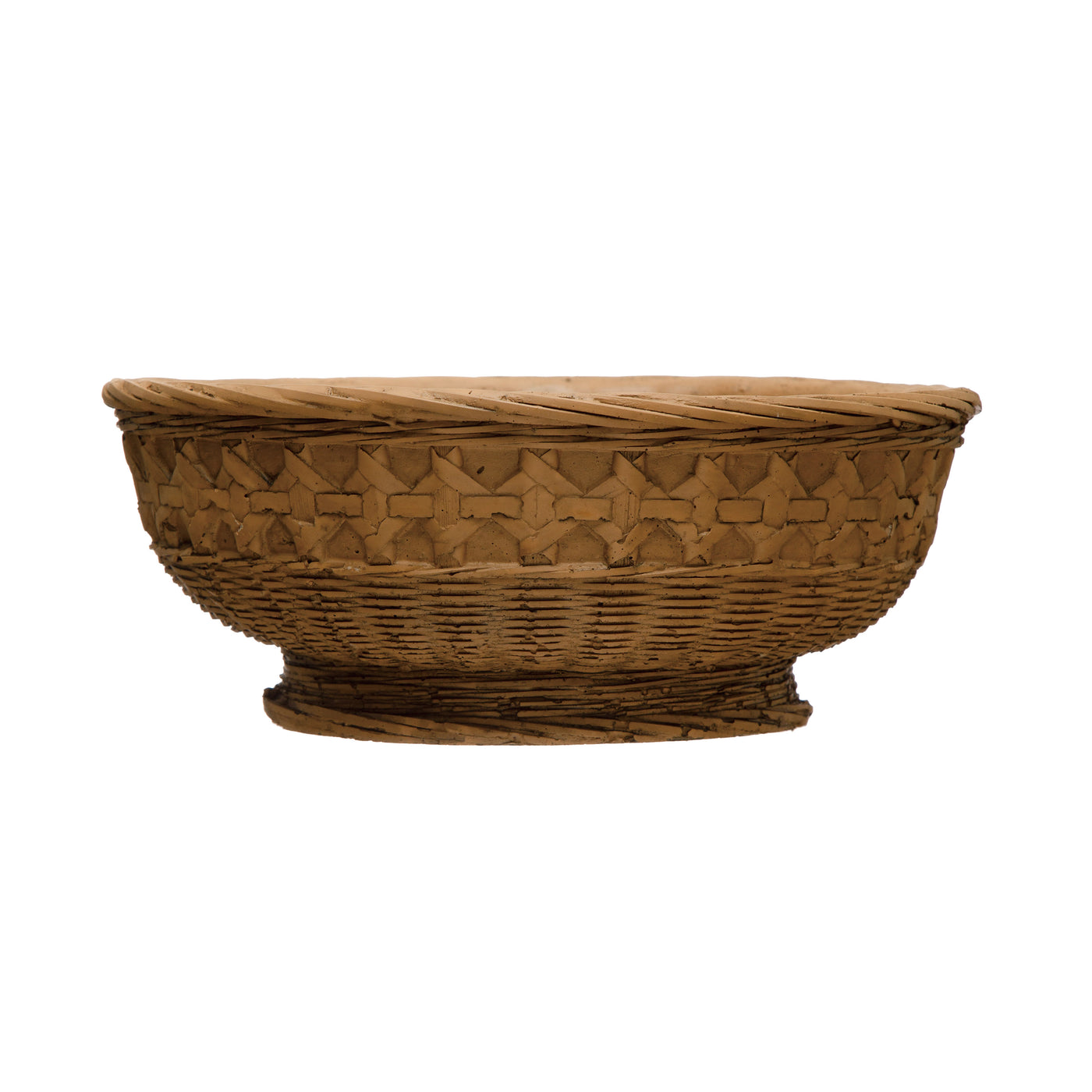 Decorative Debossed Cement Bowl/Planter with Woven Design