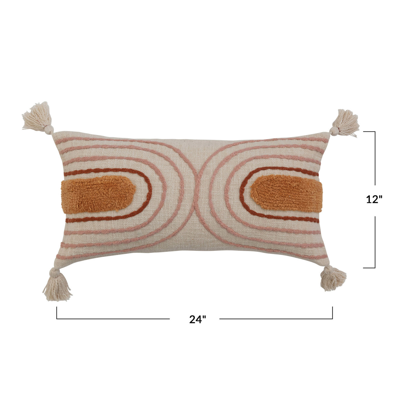 24" x 12" Cotton Tufted Lumbar Pillow w/ Tassels