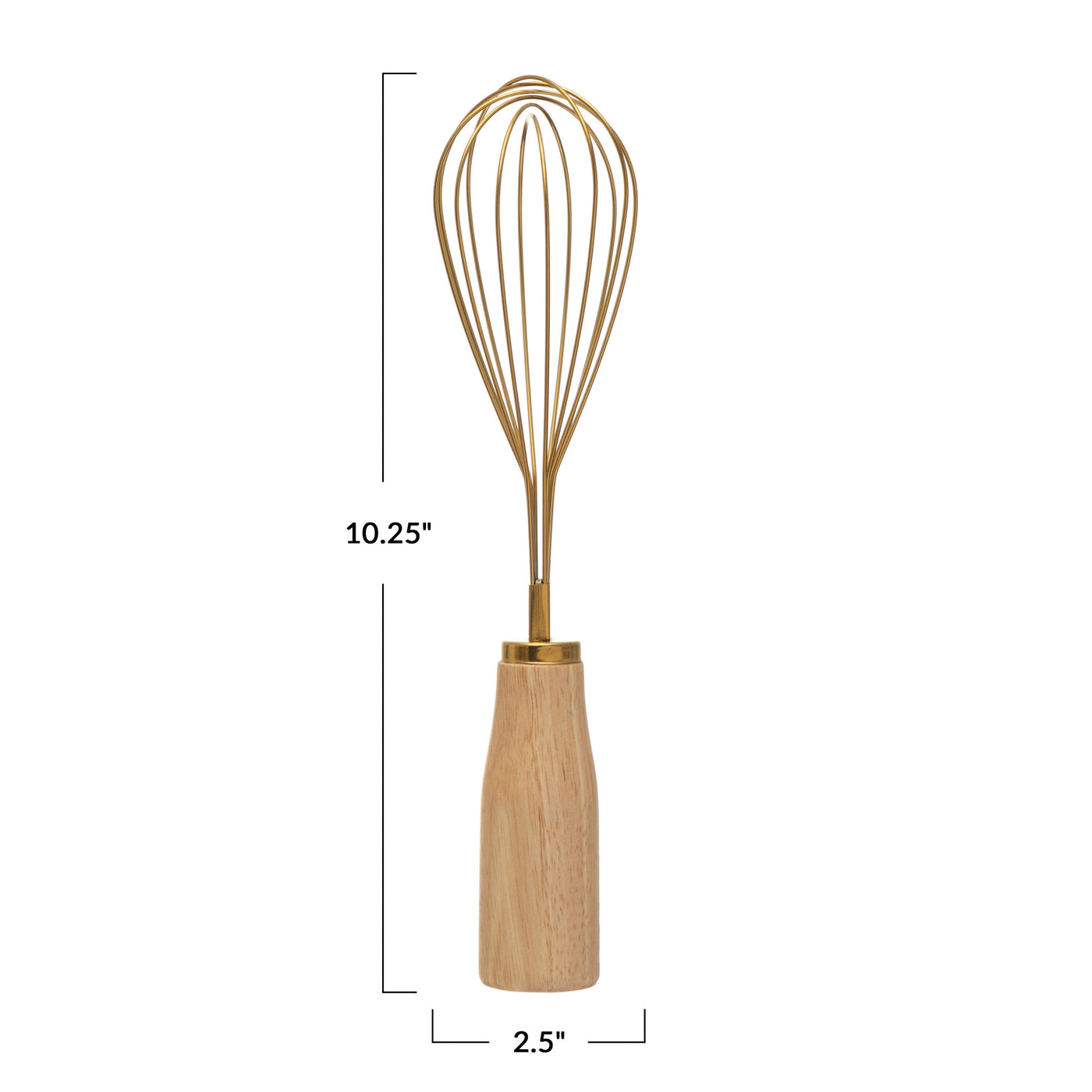 Stainless Steel Whisk with Wood Handle, Gold