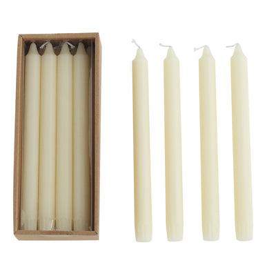 Cream Unscented Taper Candles, Set of 12