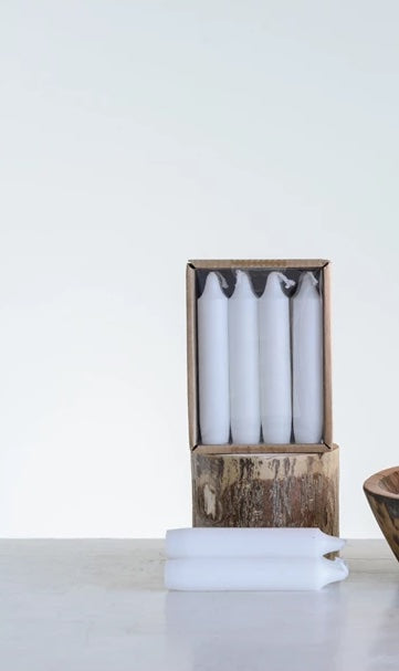 Unscented Short Taper Candles in Box, Set of 12