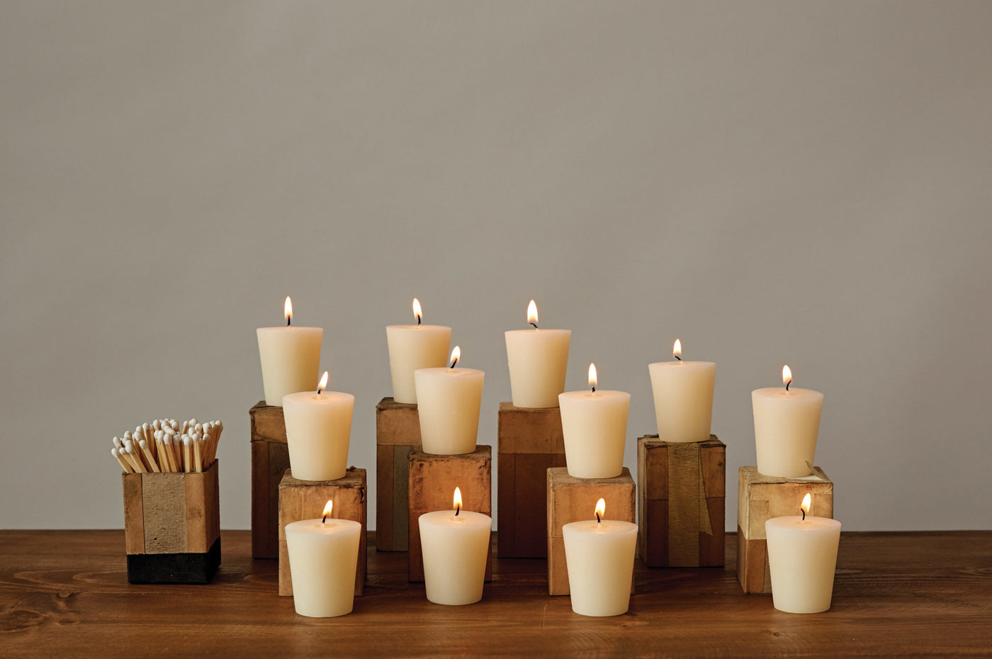 Unscented Votive Candles In Box, Set of 12