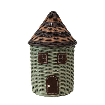 Hand-Woven Rattan House Basket with Lid