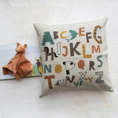 20" Cotton Alphabet Pillow