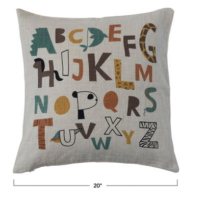 20" Cotton Alphabet Pillow