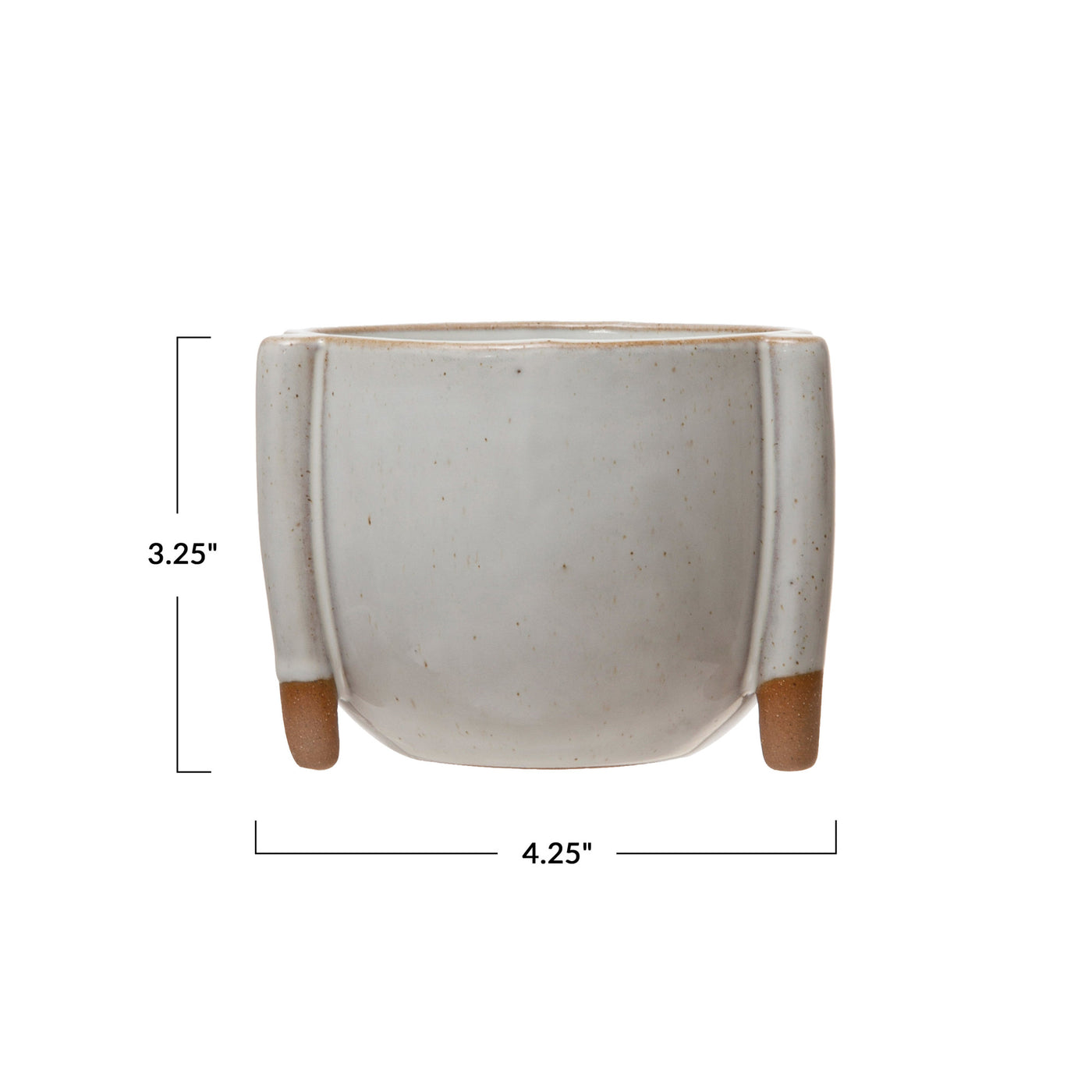 Small Stoneware Footed Planter with Reactive Glaze