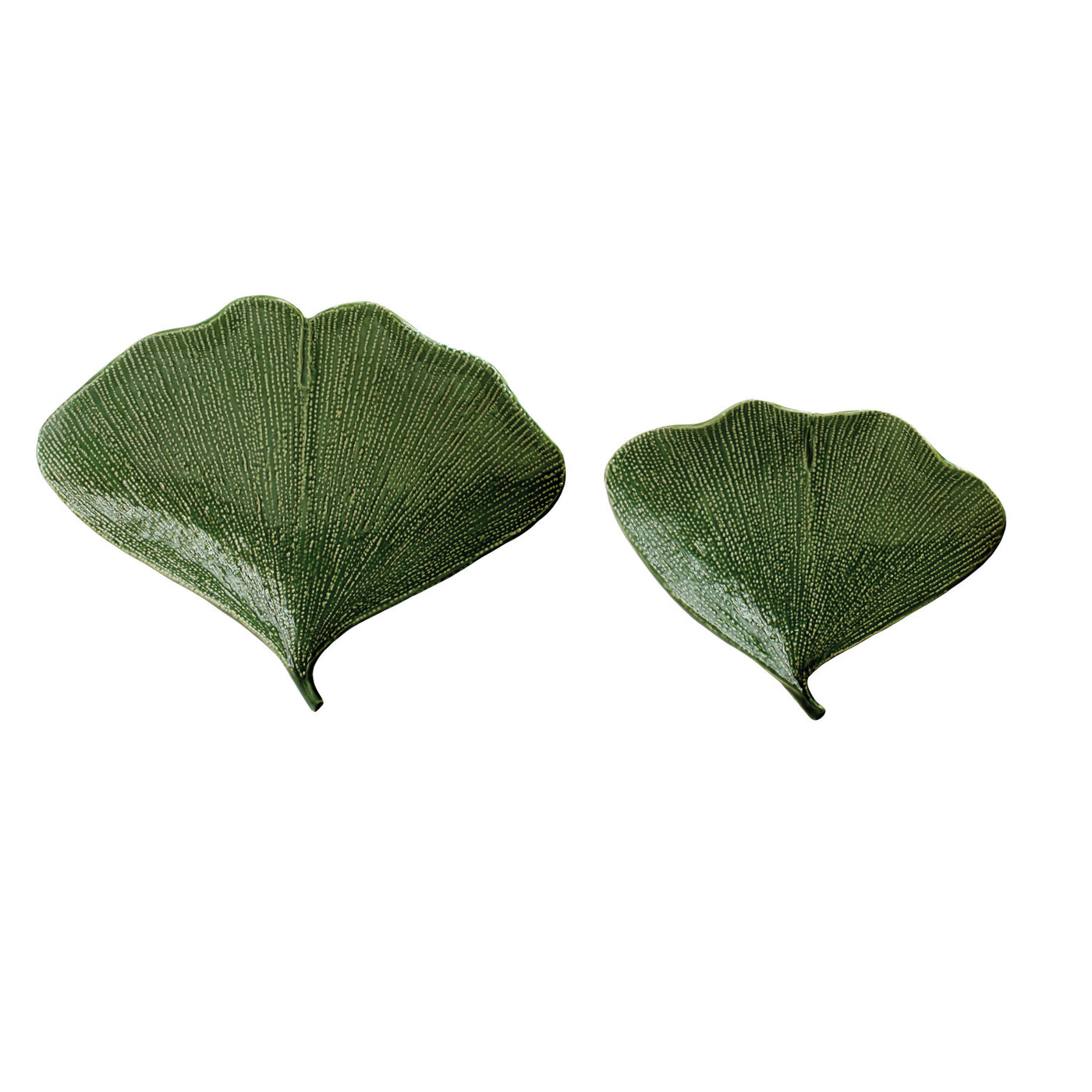 Small Debossed Stoneware Gingko Leaf Shaped Plate