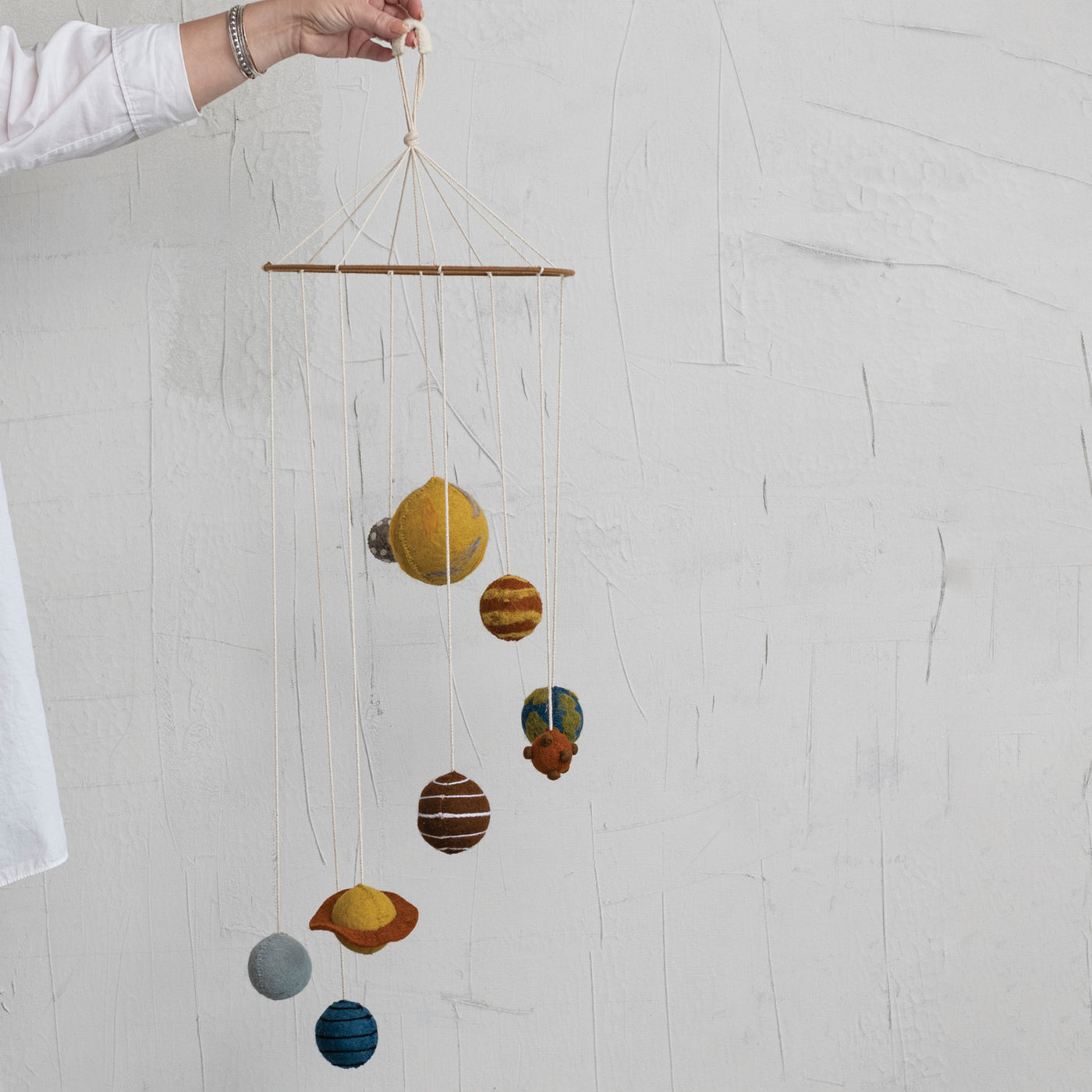 Handmade Wool Felt Planets Mobile, Multi Color
