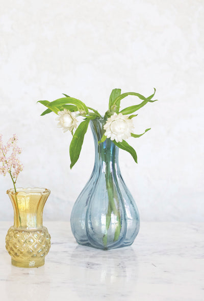 Blue Pastel Debossed Glass Vases