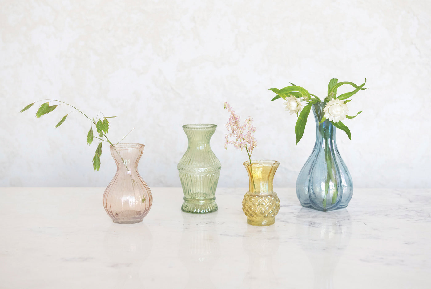 Blue Pastel Debossed Glass Vases